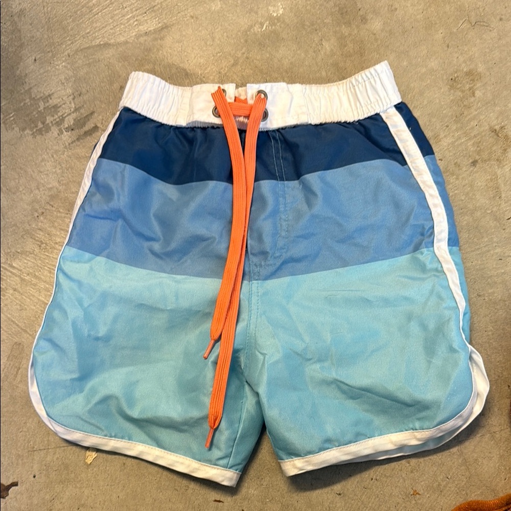 Toobydoo Blue and Orange Swim Trunks with Color-Block Design